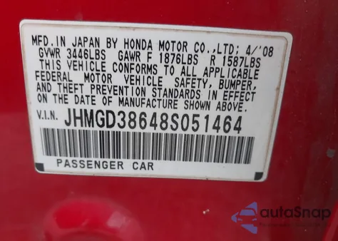 2008 Honda Fit Sport из США, поврежденный, VIN JHMGD38648S051464